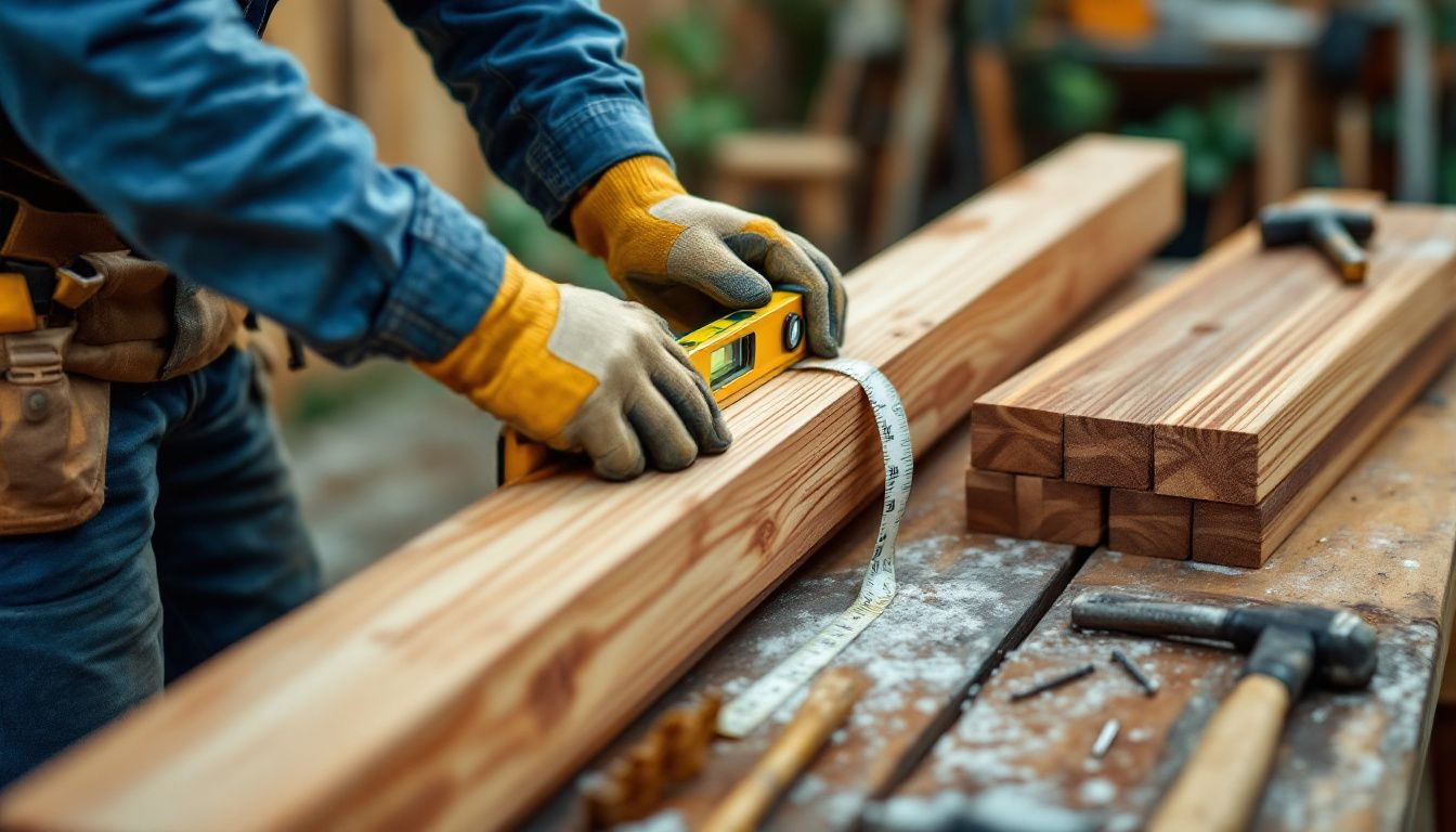 Installing fence panels securely during a DIY project.