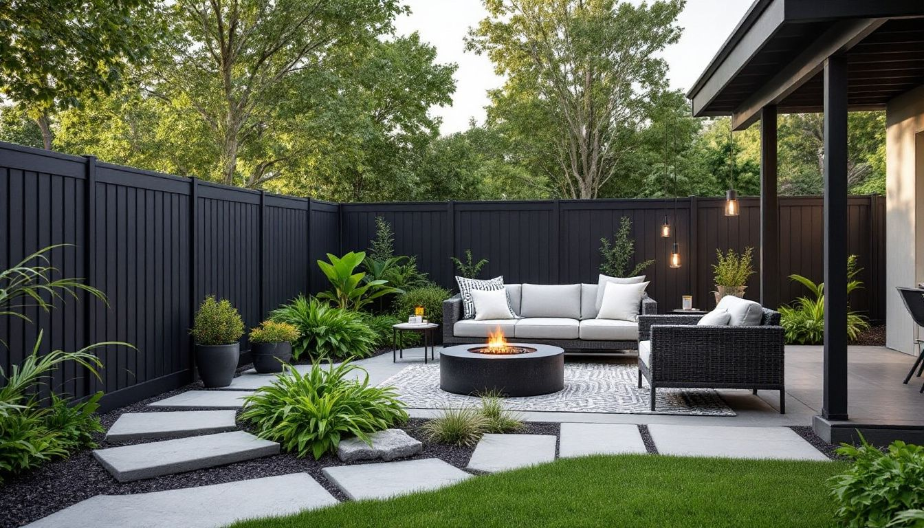 Vinyl fencing displayed in a modern backyard, illustrating its benefits and design.