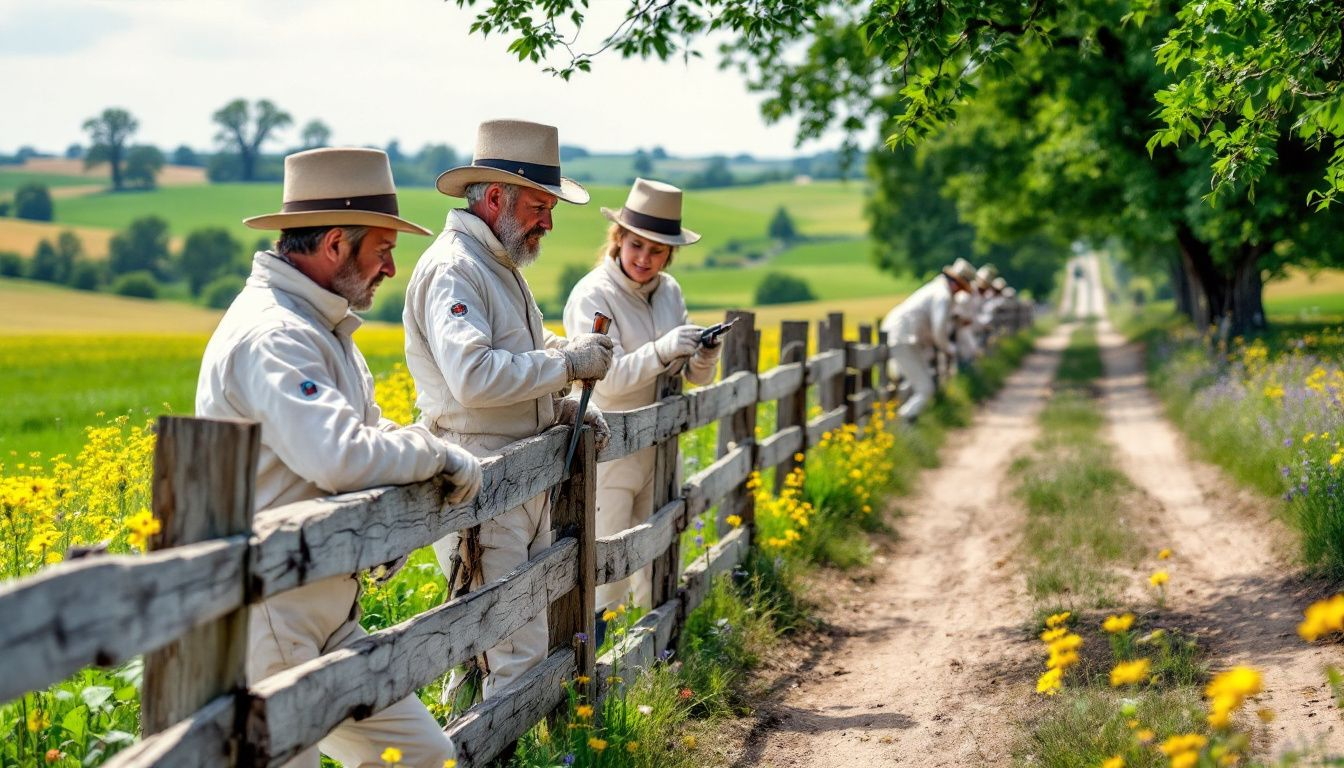 A professional fencing team working on a residential fence in De Soto, KS.