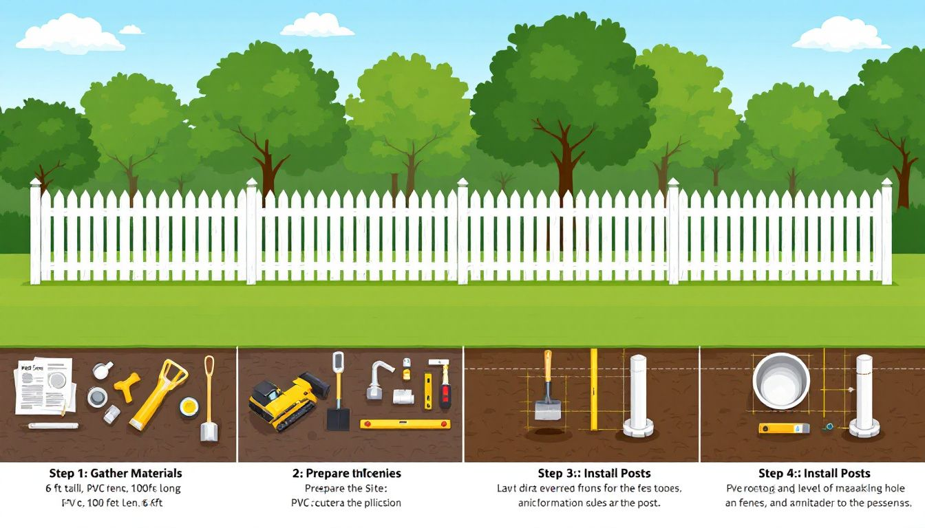 A plan layout for a PVC fence project.