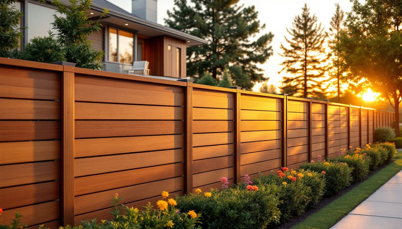 A residential property with a beautiful wood fence installed by an Overland Park fence company.